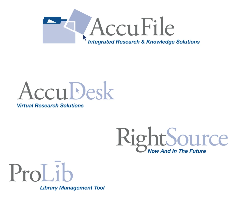 AccuFile brand family: AccuFile, AccuDesk, RightSource and ProLib marks